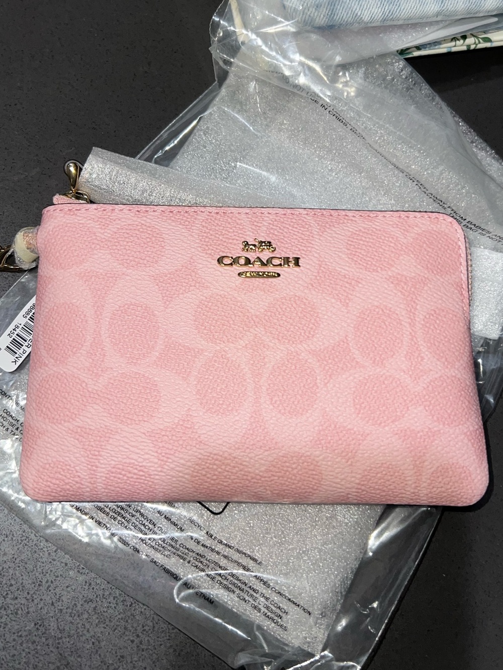 Coach Pale Pink Signature Wristlet Pouch